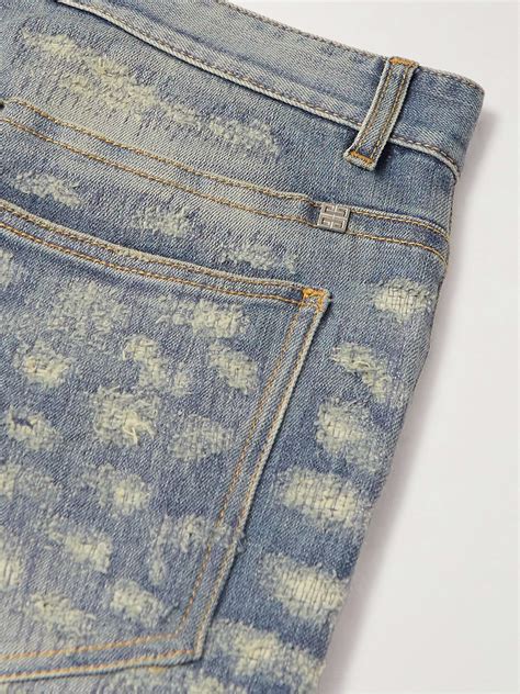 Slim fit jeans in Boro effect destroyed denim 